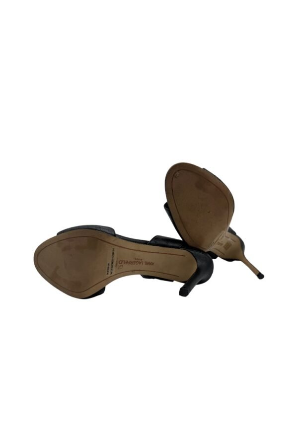 KAR LAGERFELD - LYRA LEATHER BLACK HEELS - Image 4